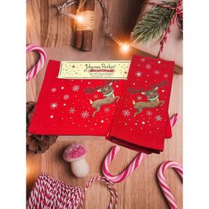 Johanna Parker Reindeer Christmas Placemats and Kitchen Towels Set